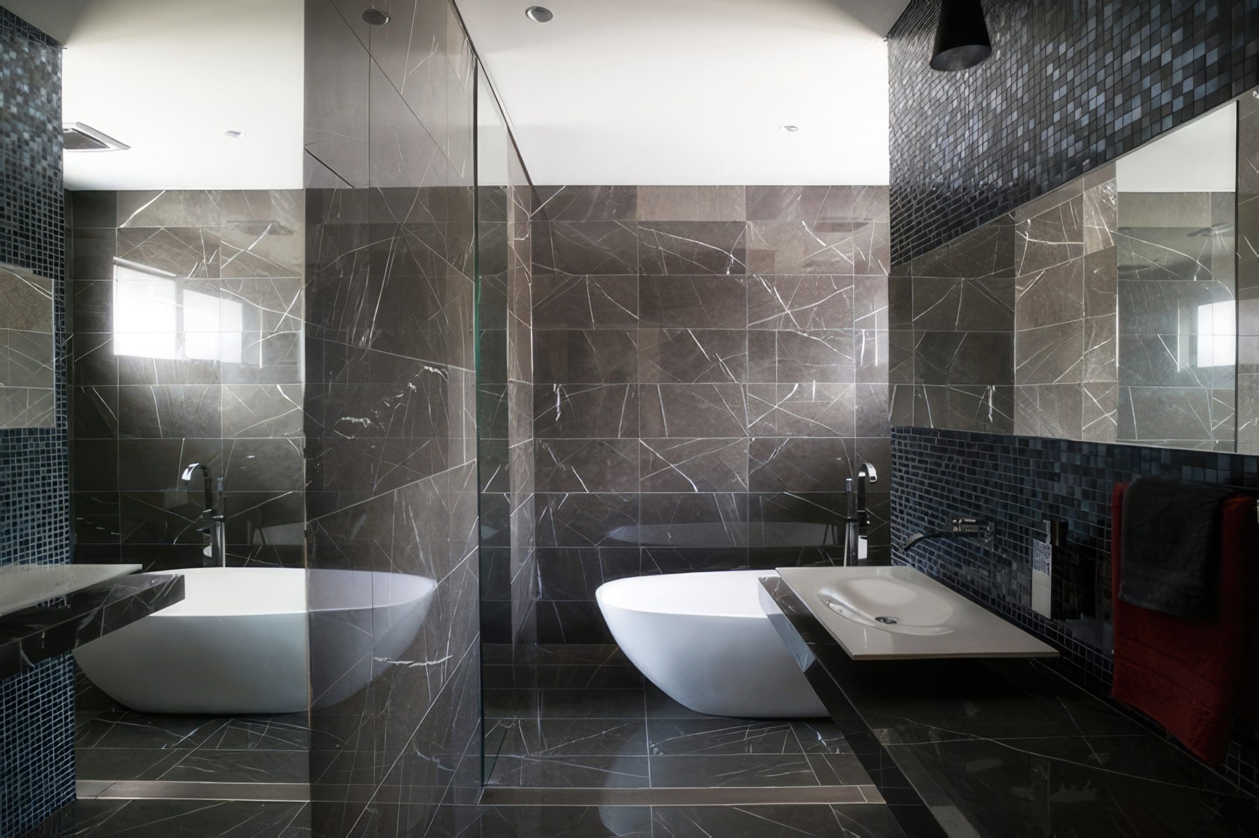 Pietra Grey Marble Bathroom With Stunning Bathroom Furniture - e-Causes