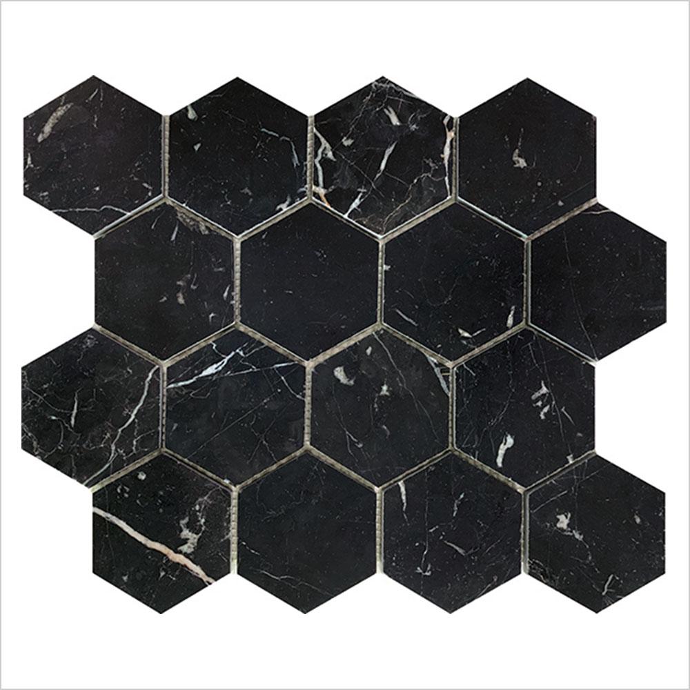 Nero Maquina Honed Marble Hexagon